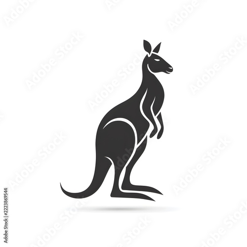 kangaroo silheouette illustration on white background