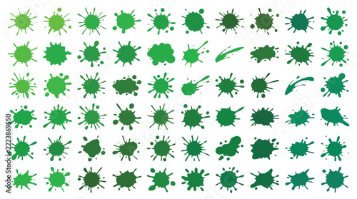 Green paint splatters collection