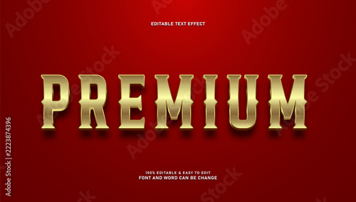Premium text effect with elegant gold 3d style that is editable