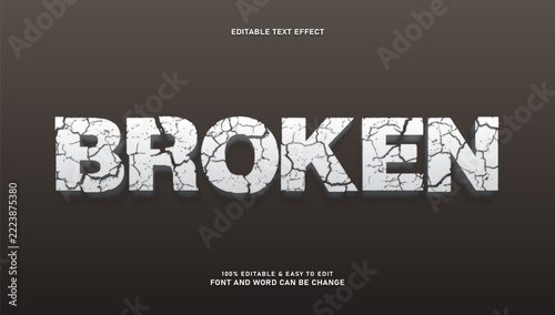 Broken text effect with editable stone shard text style