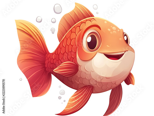 Colorful Fish Illustration Isolated on White Background