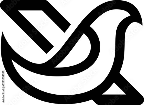 The vector is a monogram of the letter V and bird. Elegant, unique and outline.