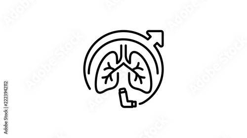 Human Lungs and Inhaler Icon, Transparent Background
