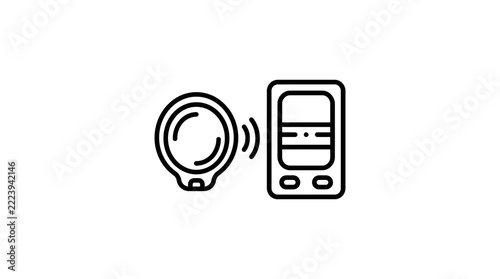 Isolated device icon, communication symbol, abstract technology