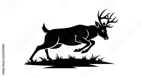 Majestic Stag Running Isolated Silhouette Graphic Design