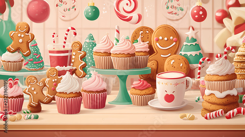 Minimal Christmas background with holiday elements, soft festive atmosphere, and ample copy space for branding and graphic design.