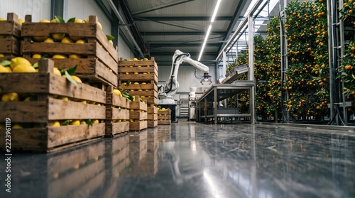 Automated Citrus Sorting in Modern Warehouse with Fresh Fruits