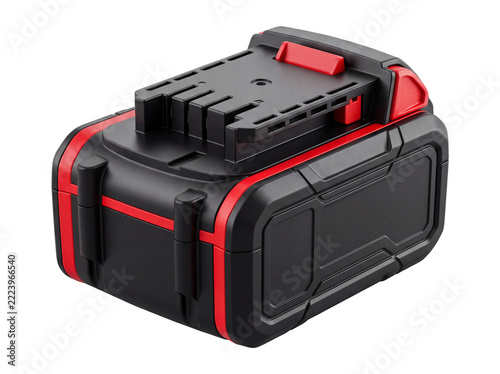 Obraz na plátně Cordless Power Tool Battery, 18V Lithium-Ion Rechargeable Battery Pack with Red