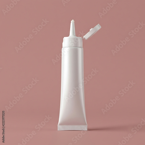 Blank white cosmetic tube mockup for acne treatment cream or skincare