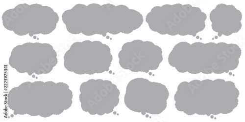 悩みや困惑の表現に使える手描き吹き出し（Grey）