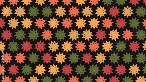 Colorful repeating star pattern in vibrant autumn colors