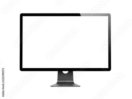 Modern desktop computer monitor with empty screen display isolated on transparent background