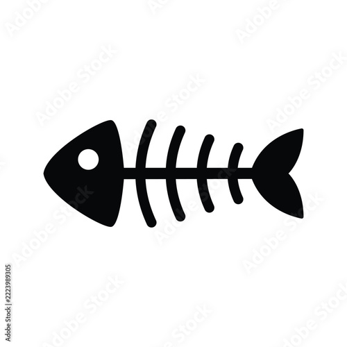 Fish Skeleton Silhouette Icon Vector Design Concept Idea