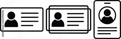 Identification Card Icons with Personal Information and Profile Photos