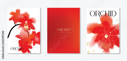 Orchid gradient poster background vector set. Minimalist poster summer and spring cover template. Ideal design for social media, banner, card, ads.
