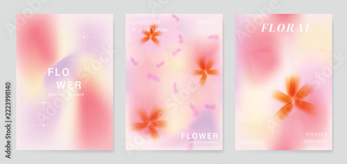 Orchid gradient poster background vector set. Minimalist poster summer and spring cover template. Ideal design for social media, banner, card, ads.
