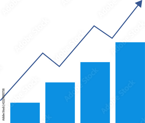 Business growth bar chart and trend line graph vector statistical data analysis