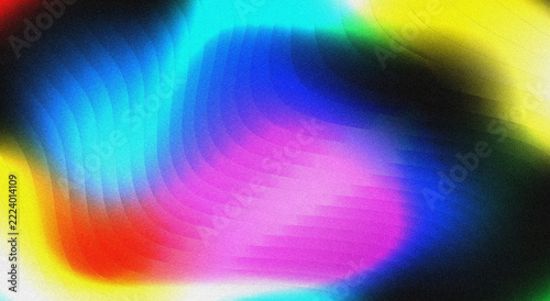 Abstract wavy gradient background with blue yellow red grainy texture