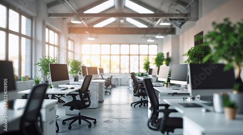 Empty corporate workplace background