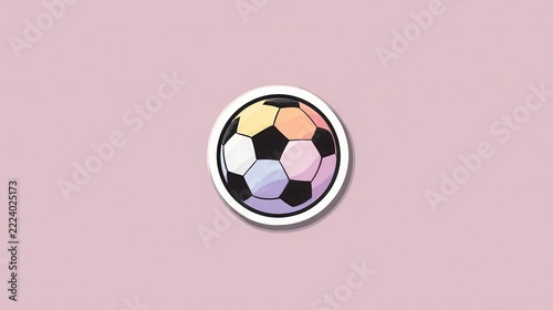 Colorful Minimalist Soccer Ball Illustration on a Pastel Background