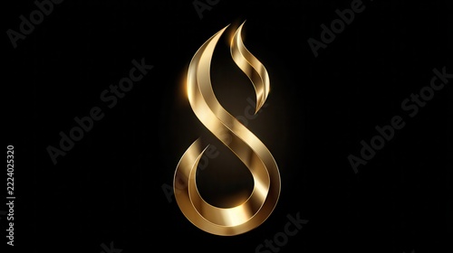 Elegant Gold Flame Lettering Design on Black Background