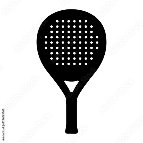 Black padel tennis racket silhouette vector illustration isolated on white background