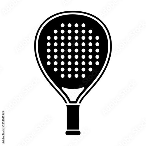 Black padel tennis racket icon with white outline vector illustration isolated on white background