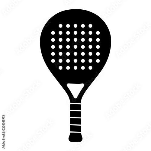 Black padel tennis racket icon silhouette vector illustration isolated on white background