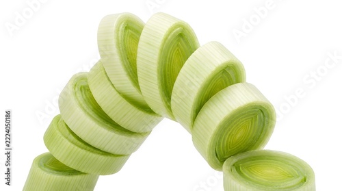 Freshly sliced cucumber rounds are creatively arranged in a visually appealing spiral design on a pristine white backdrop symbolizing wellness and nutritious dietary choices