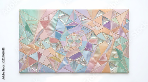 Abstract geometric triangular glass panel art
