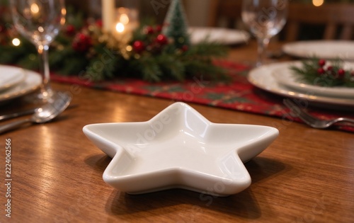 Star-Shaped Ceramic Small Dish, White Glaze Holiday Tableware