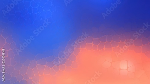 Abstract Geometric Pattern with Interlocking Shapes in Vivid Blue and Orange Gradient, Softly Blurred Edges, Dynamic Color Transition, Capturing Modern Artistic Expression and Vibrancy