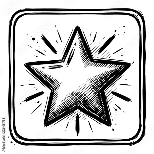 black star on white