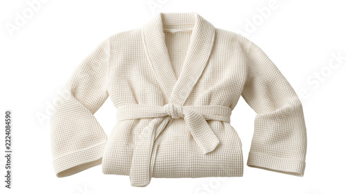 Waffle knit bathrobe isolated on transparent background