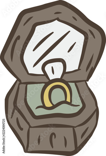 Brown wood Ring Box Illustration With Ring
