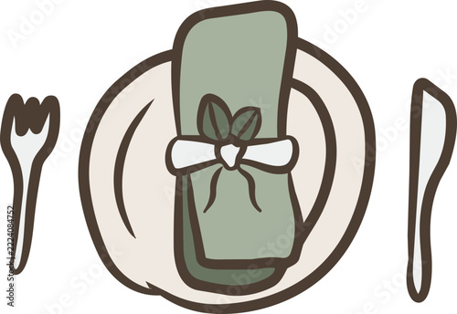 Green Burrito Plate Illustration, Vector Style