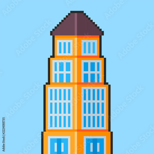 Pixel art Hotel Building game asset design
