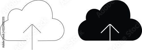 Cloud upload arrow icon set vector for data transfer and storage concept