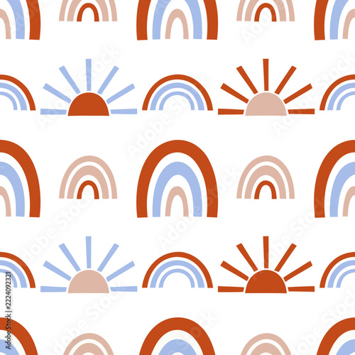 Bohemian Sun and Rainbow Pattern Tile