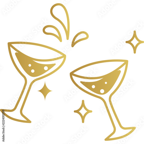 New Year Toasting Champagne Glasses