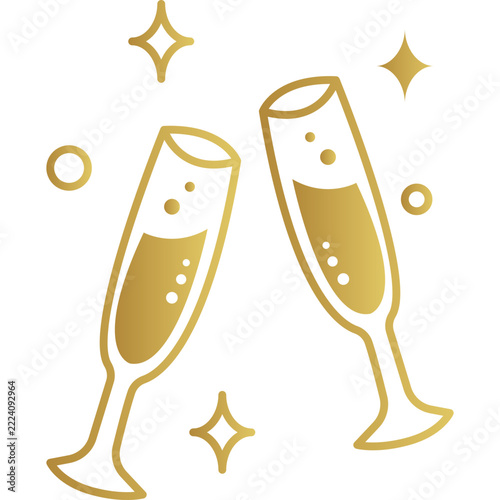New Year Toasting Champagne Glasses
