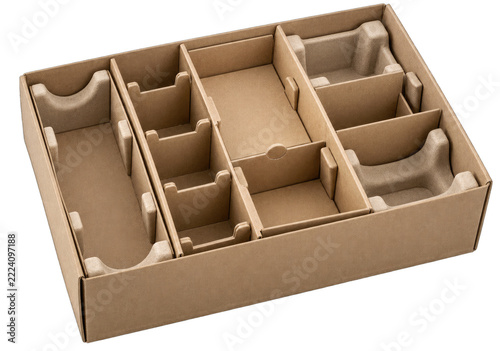 Kraft Cardboard Packaging Tray With Protective Compartment Dividers