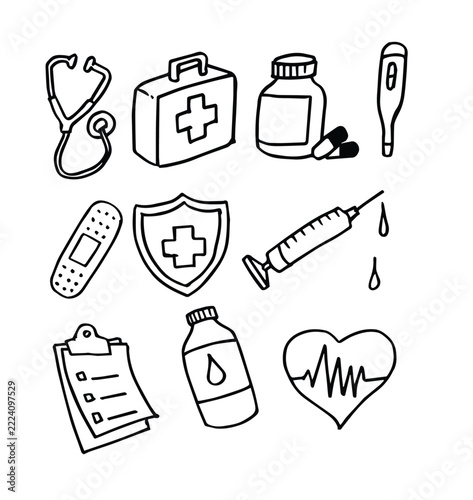 Medical Icons Hand-Drawn Set