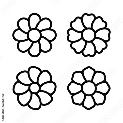 Outline flower icon set.