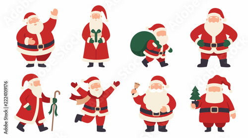 Santa Claus Character Vector Illustration Collection with Different Full Body Poses