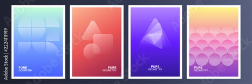Collection of Abstract Gradient Posters with Geometric Patterns and Vibrant Colors, Perfect for Modern Design Concepts