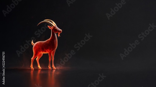 Elegant Minimalist Fire Goat Zodiac Emblem Isolated On A Luxurious Dark Background For New Year 2027