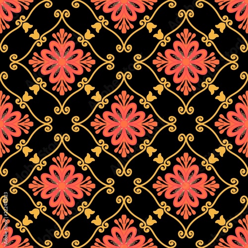 Colorful Mediterranean Talavera tile seamless pattern set with vibrant floral ornament and ethnic mandala texture for textile, wallpaper, and home decor design