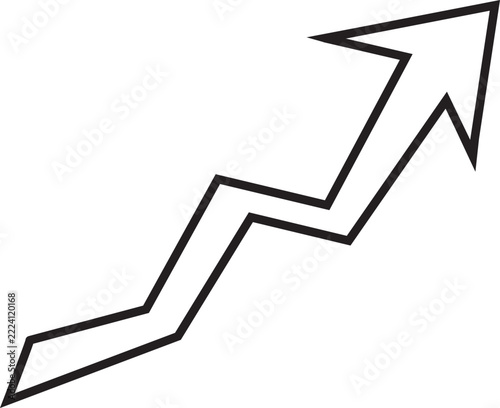Financial growth chart arrow outline icon representing market profit increase and success.
