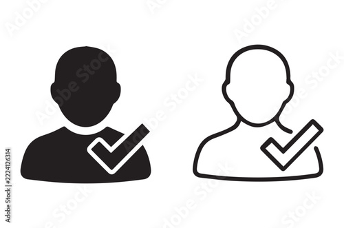 User Checkmark Verified Approved Profile Avatar Icon Vector Set Ui App